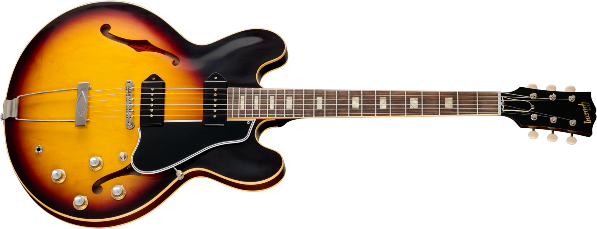 Gibson Custom Shop Es330 1962 Reissue Historic 2s P90 Ht Rw - Vintage Burst - Semi-Hollow E-Gitarre - Main picture