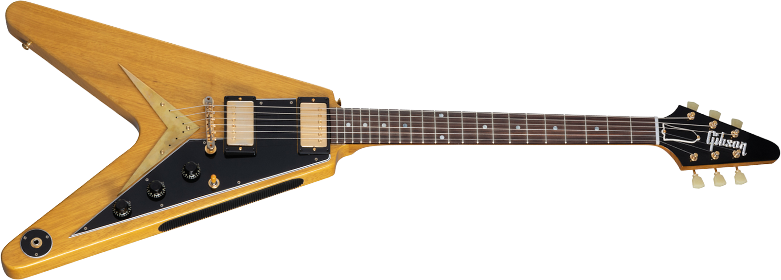 Gibson Custom Shop Flying V 1958 Korina Black Pickguard 2h Ht Rw - Vos Natural - E-Gitarre aus Metall - Main picture