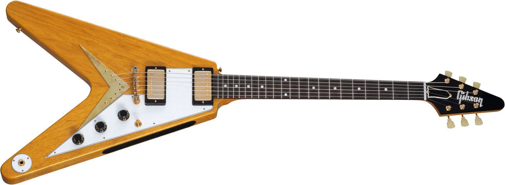 Gibson Custom Shop Flying V 1958 Korina White Pickguard 2h Ht Rw - Vos Natural - Retro-Rock-E-Gitarre - Main picture
