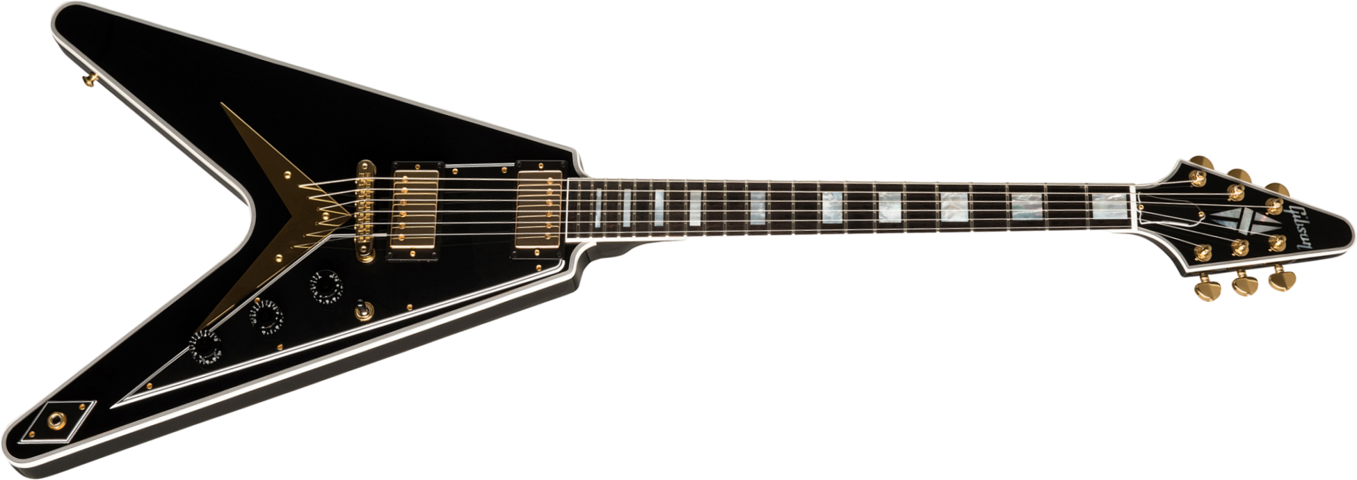 Gibson Custom Shop Flying V Custom 2019 2h Ht Eb - Ebony - E-Gitarre aus Metall - Main picture
