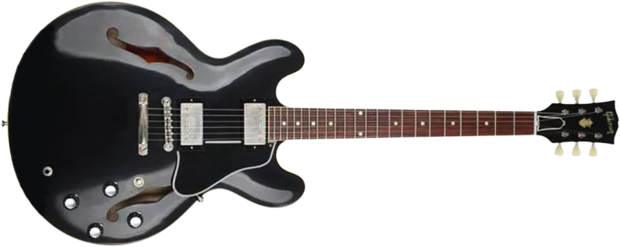 Gibson Custom Shop Historic Es-335 1961 Reissue 2h Ht Rw - Vos Ebony - Semi-Hollow E-Gitarre - Main picture