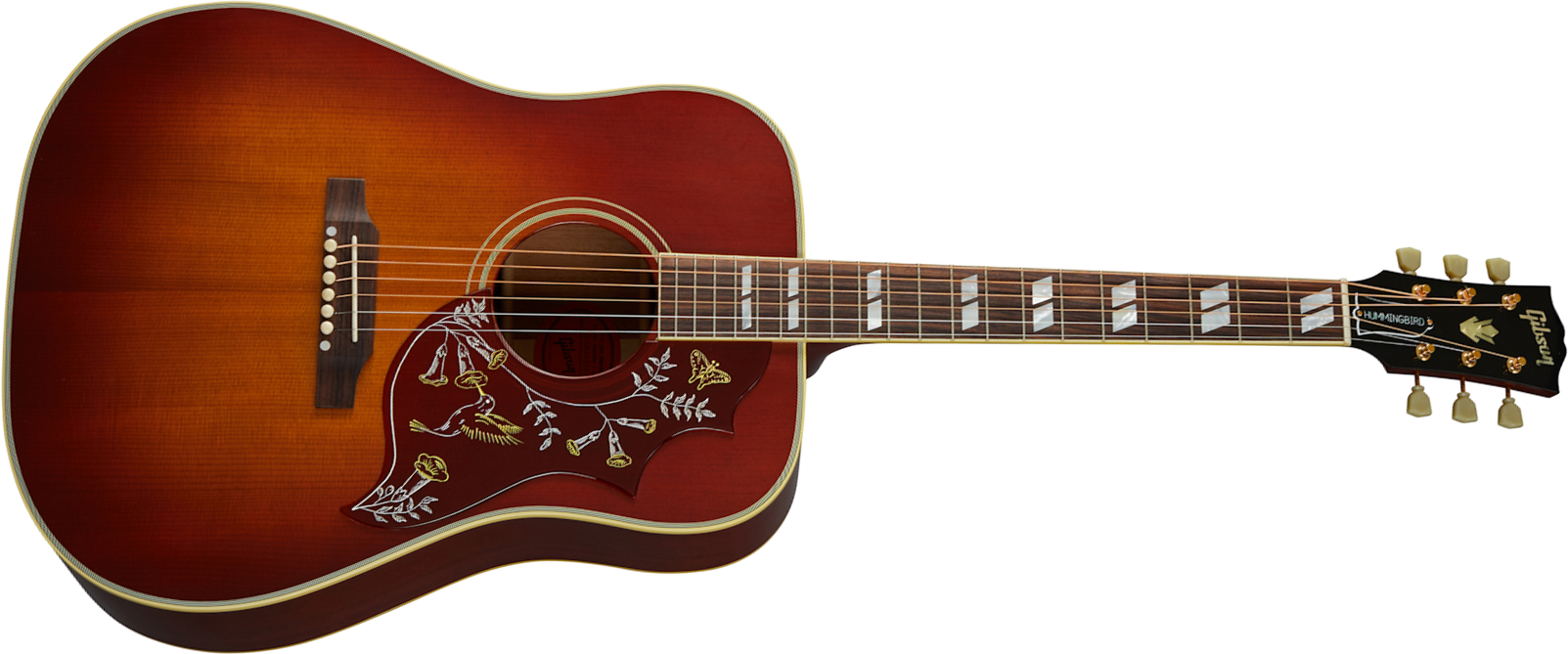 Gibson Custom Shop Hummingbird 1960 Fixed Bridge Dreadnought Epicea Acajou Rw - Vos Heritage Cherry Sunburst - Westerngitarre & electro - Main picture