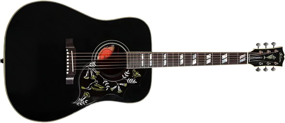 Gibson Custom Shop Hummingbird Torch Dreadnought Epicea Acajou Rw - Ebony - Folk-Gitarre - Main picture