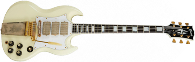 Gibson Custom Shop Jimi Hendrix Sg Custom 1967 Signature Hhh Trem Eb - Aged Polaris White - Single-Cut-E-Gitarre - Main picture