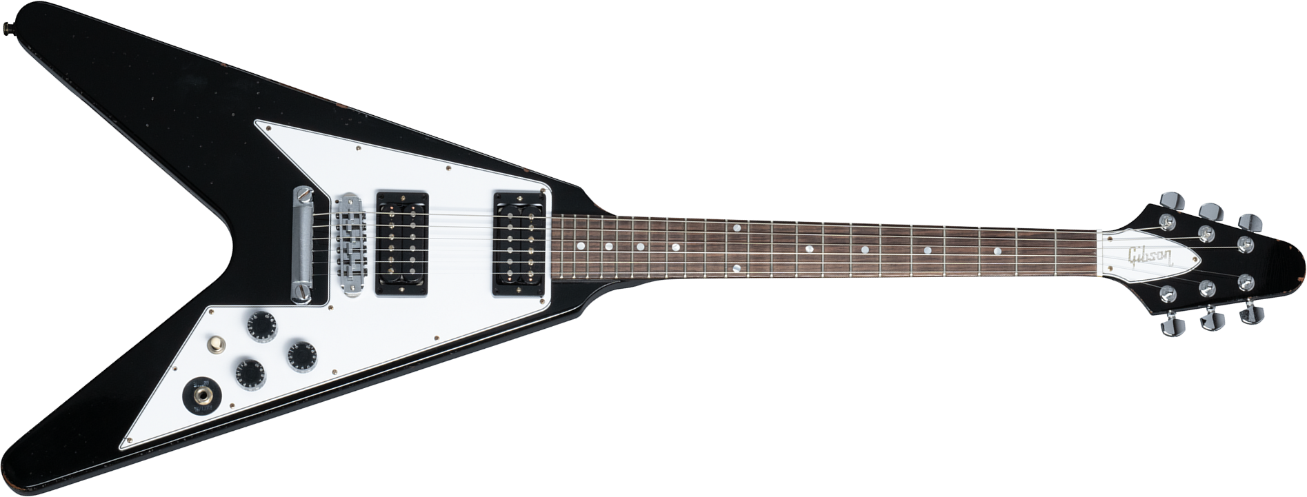 Gibson Custom Shop Kirk Hammett Flying V 1979 2h Ht Rw - Murphy Lab Aged Ebony - E-Gitarre aus Metall - Main picture