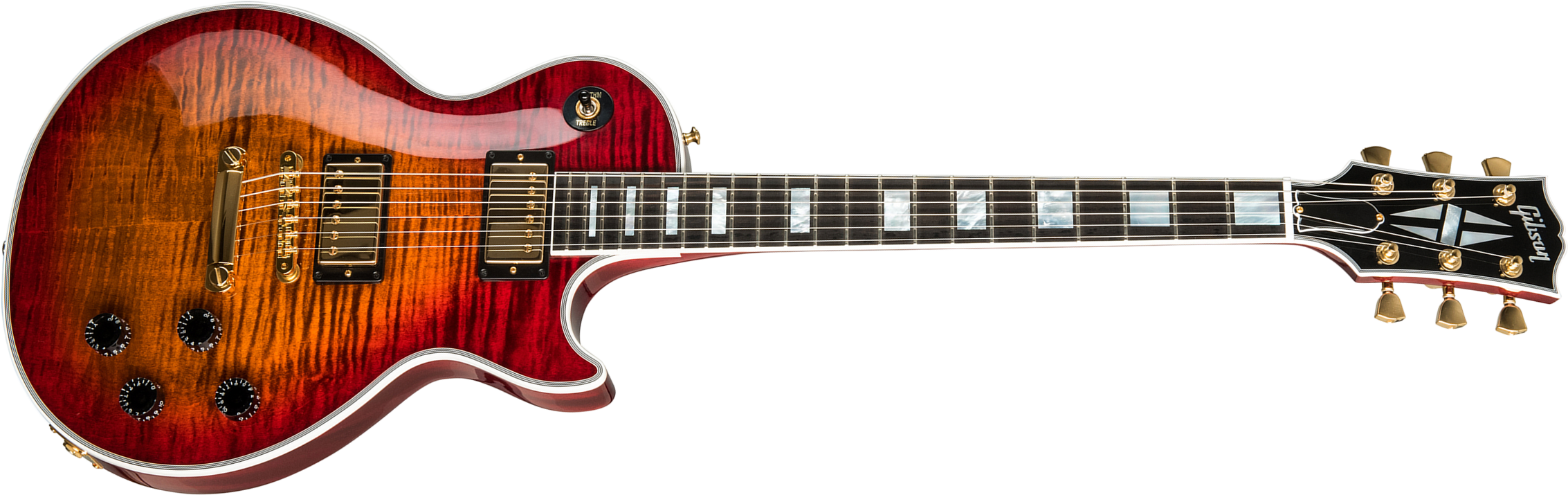 Gibson Custom Shop Les Paul Axcess Custom Figured Top 2019 2h Ht Eb - Gloss Bengal Burst - Single-Cut-E-Gitarre - Main picture