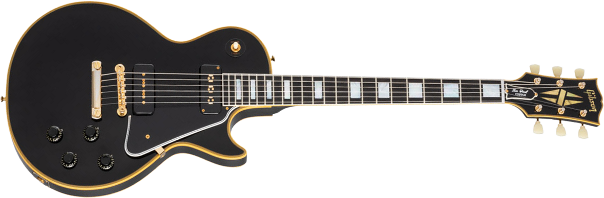 Gibson Custom Shop Les Paul Custom 1954 Black Beauty 2h Ht Rw - Vos Ebony - Single-Cut-E-Gitarre - Main picture