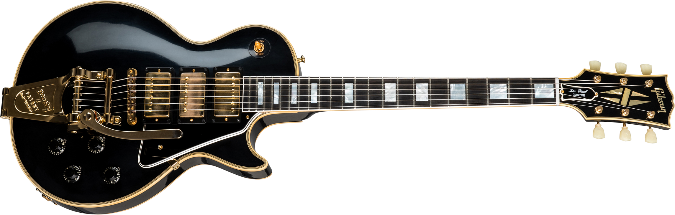 Gibson Custom Shop Les Paul Custom 1957 Reissue 3-pickup Bigsby 2019 3h Trem Eb - Vos Ebony - Single-Cut-E-Gitarre - Main picture