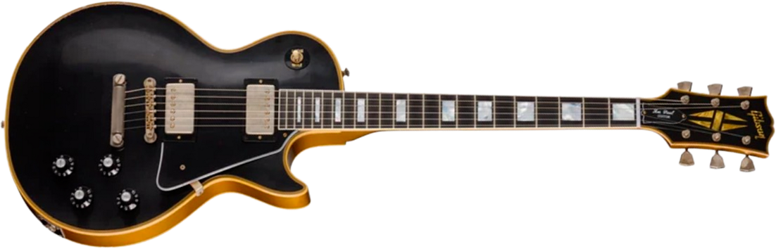 Gibson Custom Shop Les Paul Custom 1968 Le Ltd 2h Ht Eb - Vos Ebony Top / Antique Gold Back - Single-Cut-E-Gitarre - Main picture