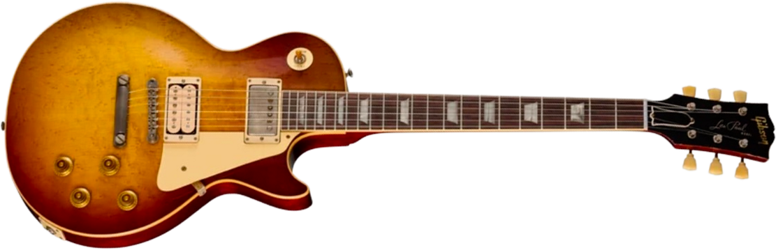 Gibson Custom Shop Les Paul Standard 1959 Birdseye Maple Le Ltd 2h Ht Rw - Murphy Lab Light Aged Peach Tea Burst - Single-Cut-E-Gitarre - Main picture