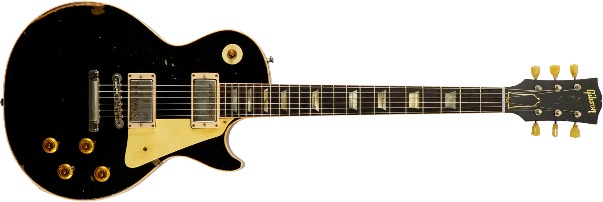 Gibson Custom Shop M2m Les Paul Standard 1958 2h Ht Rw #85546 - Murphy Lab Light Aged Ebony O. Gold - Single-Cut-E-Gitarre - Main picture