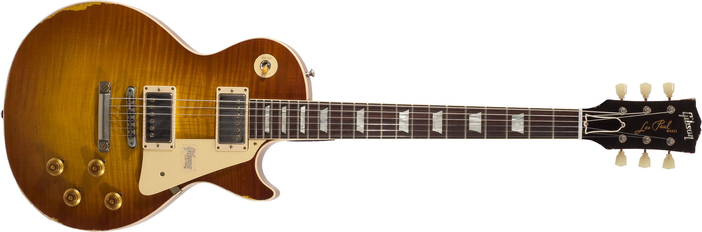 Gibson Custom Shop M2m Les Paul Standard 1959 2h Ht Rw #982192 - Heavy Aged Sunrise Tea Burst - Single-Cut-E-Gitarre - Main picture