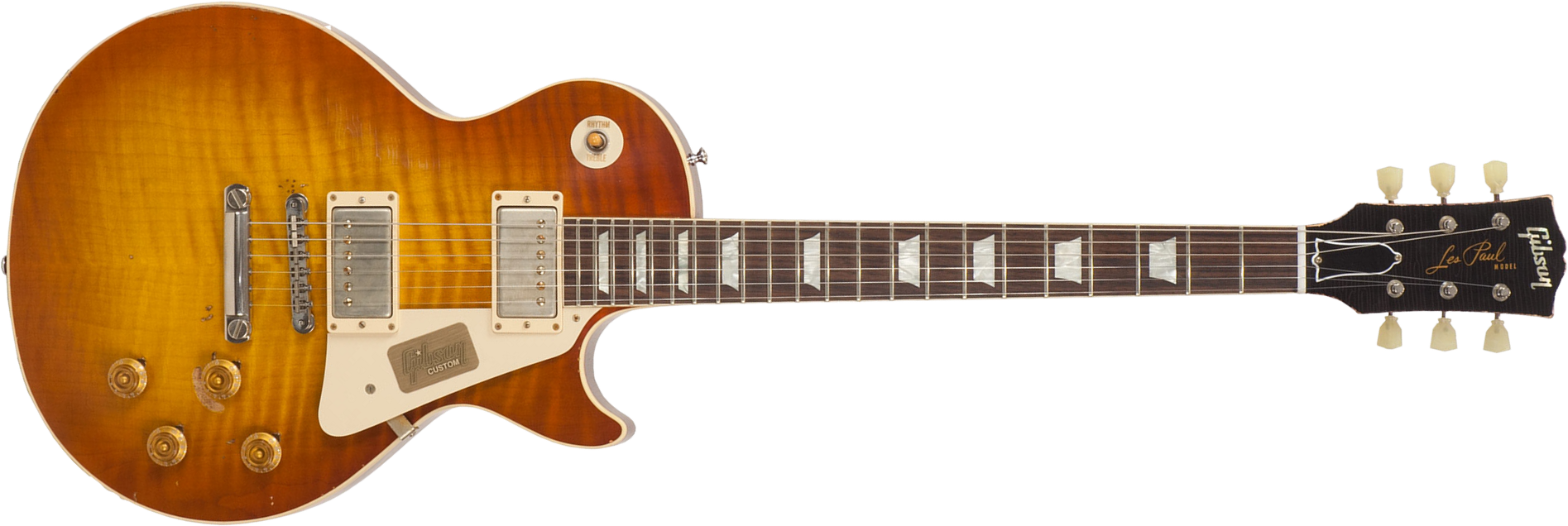 Gibson Custom Shop M2m Les Paul Standard 1959 2h Ht Rw #r961618 - Aged Sunrise Teaburst - Single-Cut-E-Gitarre - Main picture