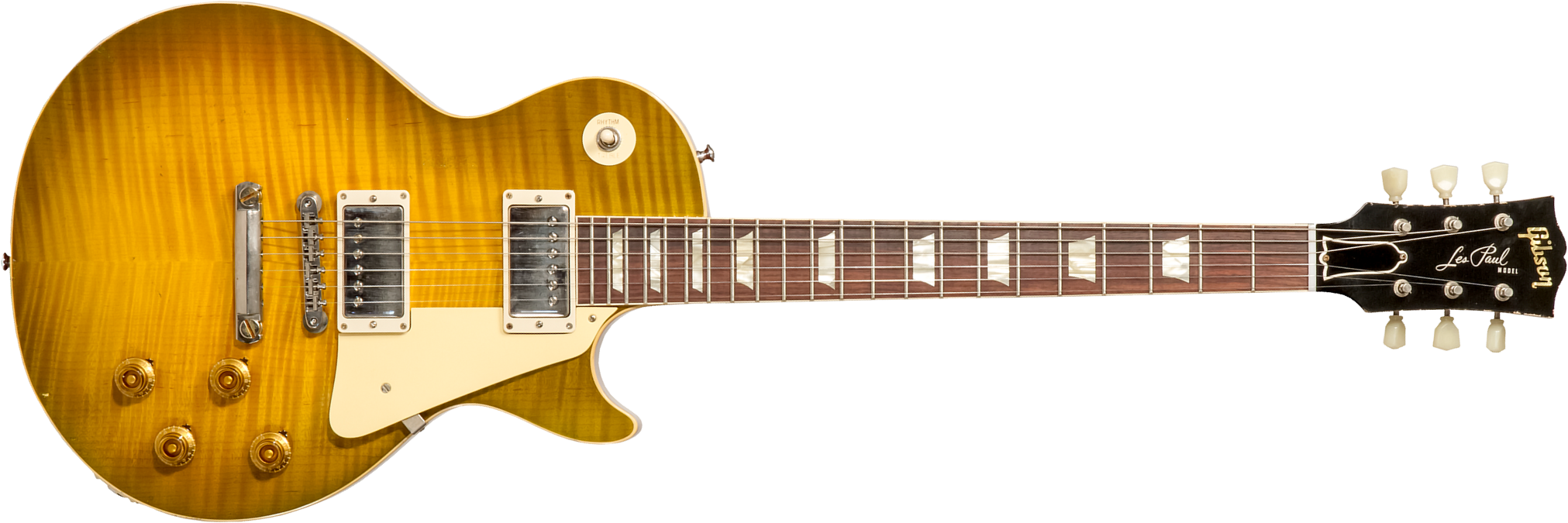 Gibson Custom Shop M2m Les Paul Standard 1959 Reissue 2h Ht Rw #932154 - Murphy Lab Light Aged Green Lemon Burst - Single-Cut-E-Gitarre - Main picture