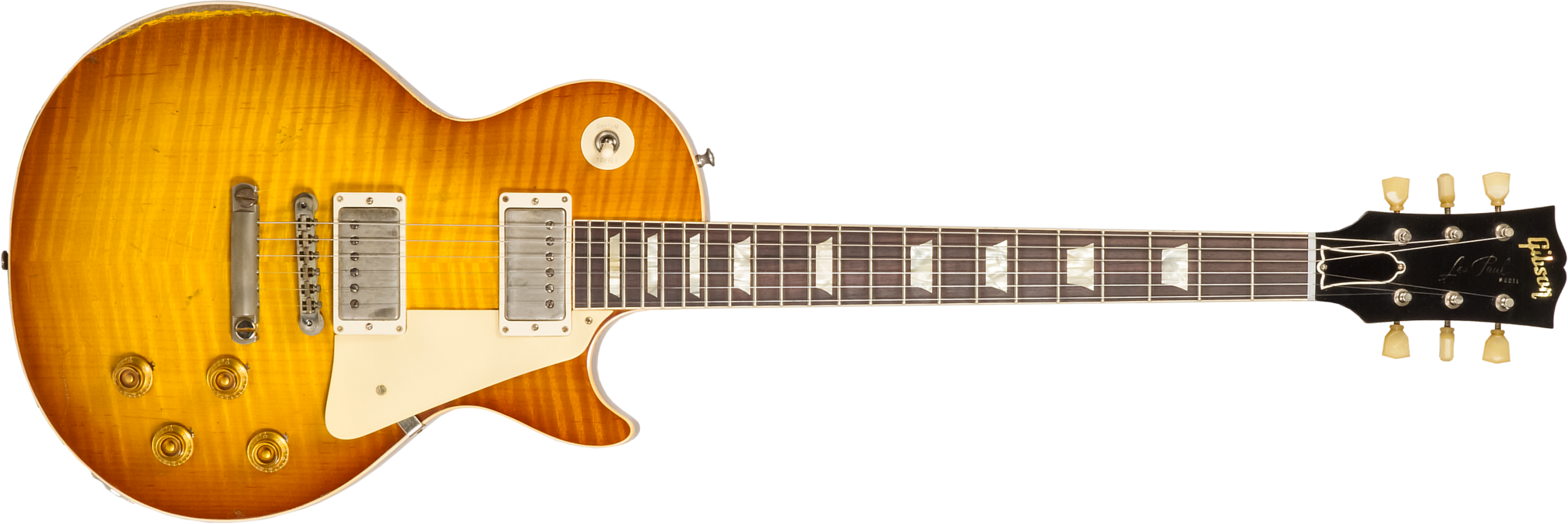 Gibson Custom Shop M2m Les Paul Standard 1959 Reissue 2h Ht Rw #932160 - Murphy Lab Heavy Light Aged Golden Poppy Burst - Single-Cut-E-Gitarre - Main 