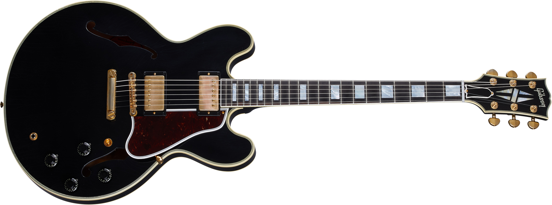 Gibson Custom Shop Murphy Lab Es-355 1959 Reissue Eb 2h Ht Eb - Ultra Light Aged Ebony - Semi-Hollow E-Gitarre - Main picture