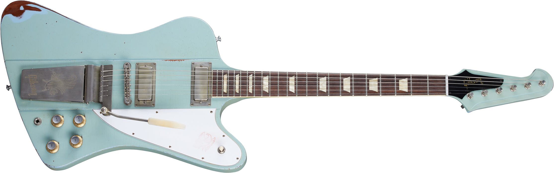 Gibson Custom Shop Murphy Lab Firebird 1963 Maestro Reissue Trem 2mh Rw - Heavy Aged Antique Frost Blue - Retro-Rock-E-Gitarre - Main picture