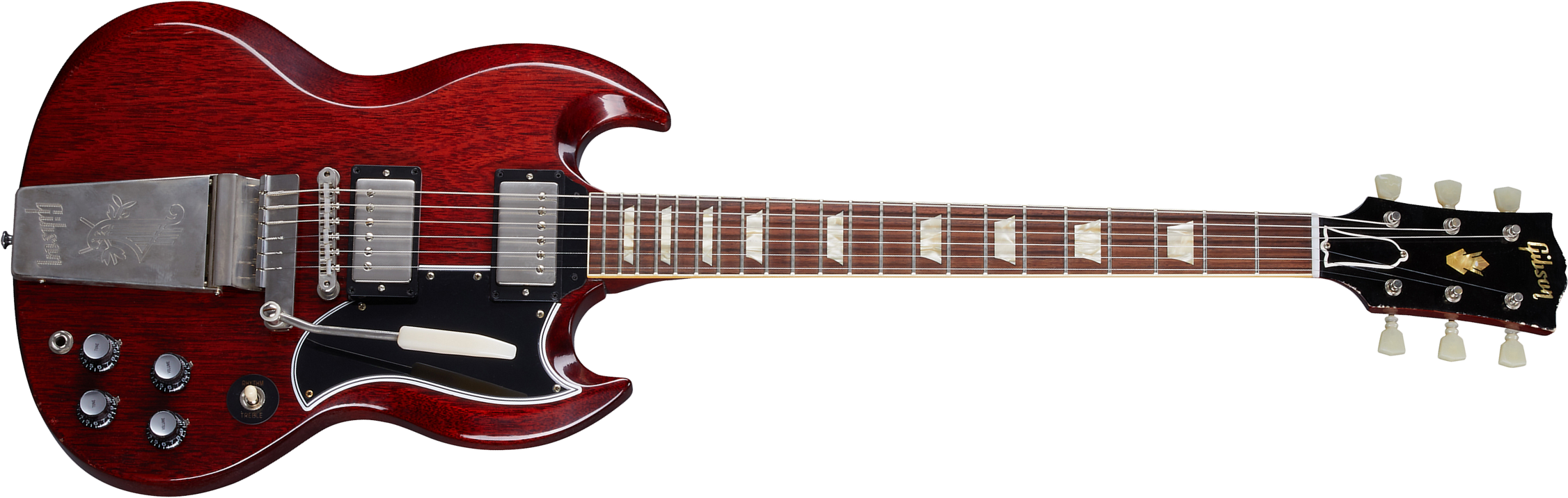 Gibson Custom Shop Murphy Lab Sg Standard 1964 Maestro Reissue Trem 2h Trem Rw - Ultra Light Aged Cherry Red - Double Cut E-Gitarre - Main picture