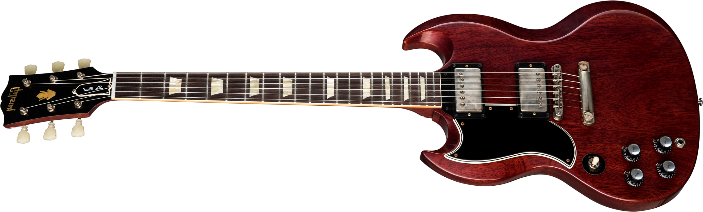 Gibson Custom Shop Sg Standard 1961 Stop Bar Reissue Lh Gaucher 2h Ht Rw - Vos Cherry Red - Double Cut E-Gitarre - Main picture