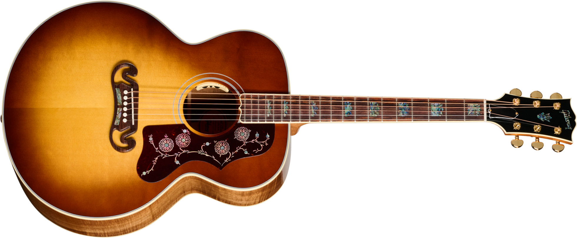 Gibson Custom Shop Sj200 Elegant Koa Artisan Jumbo Epicea Koa Rw - Honey Burst - Folk-Gitarre - Main picture