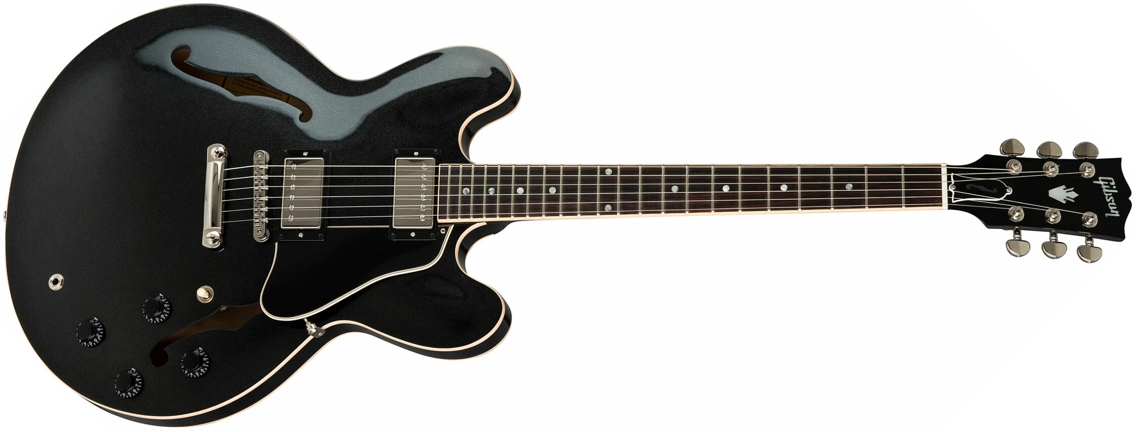 Gibson Es-335 Dot 2019 Hh Ht Rw - Graphite Metallic - Semi-Hollow E-Gitarre - Main picture