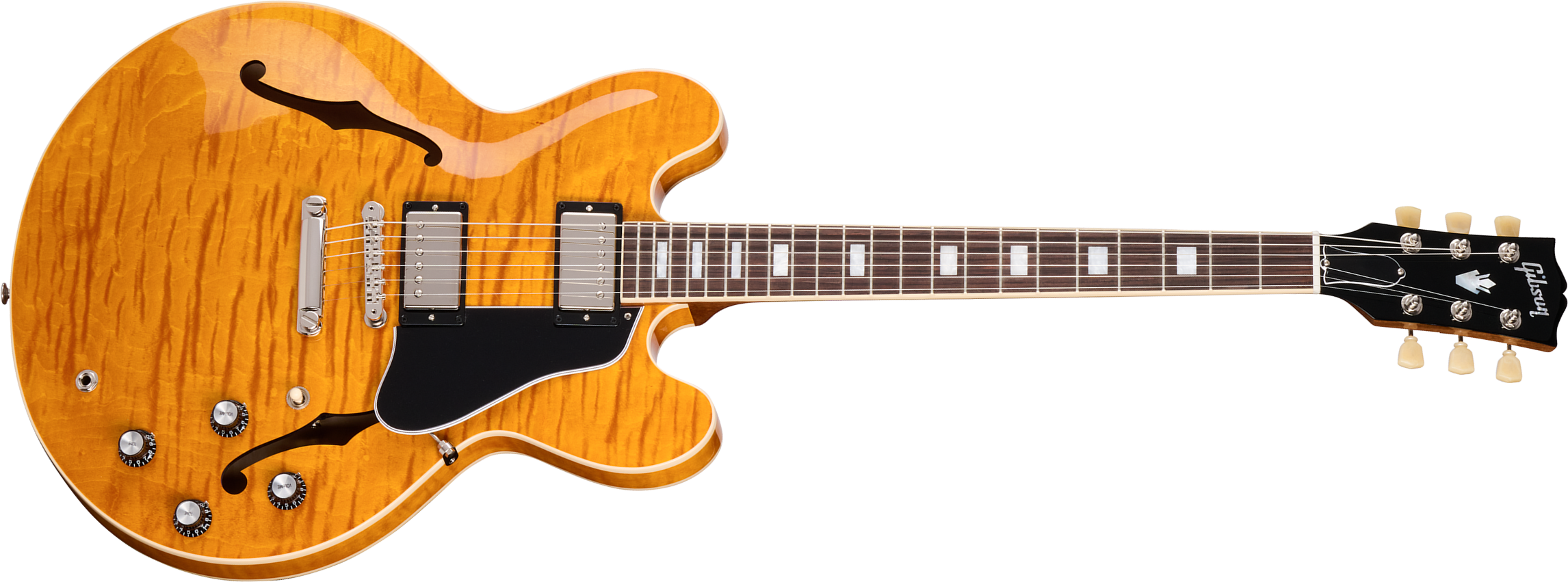 Gibson Es-335 Figured Original Custom Color 2h Ht Rw - Honey Amber - Semi-Hollow E-Gitarre - Main picture