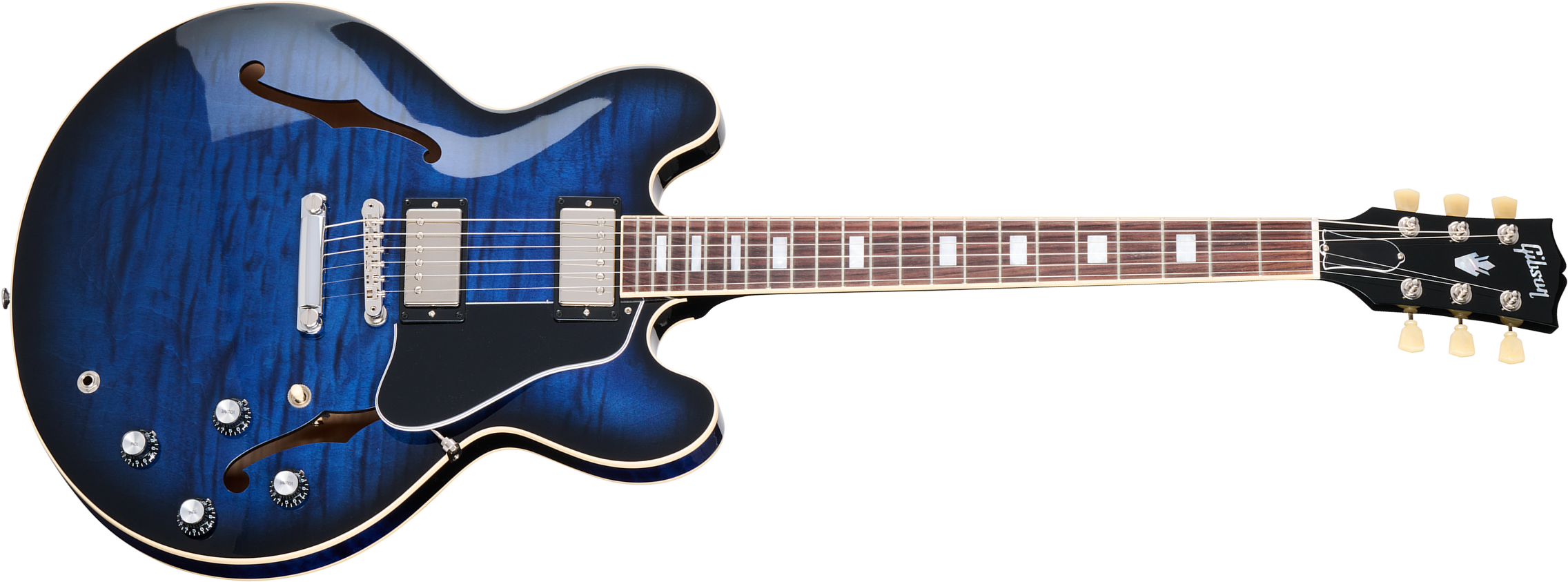 Gibson Es-335 Figured Original Custom Color 2h Ht Rw - Deep Ocean Burst - Semi-Hollow E-Gitarre - Main picture