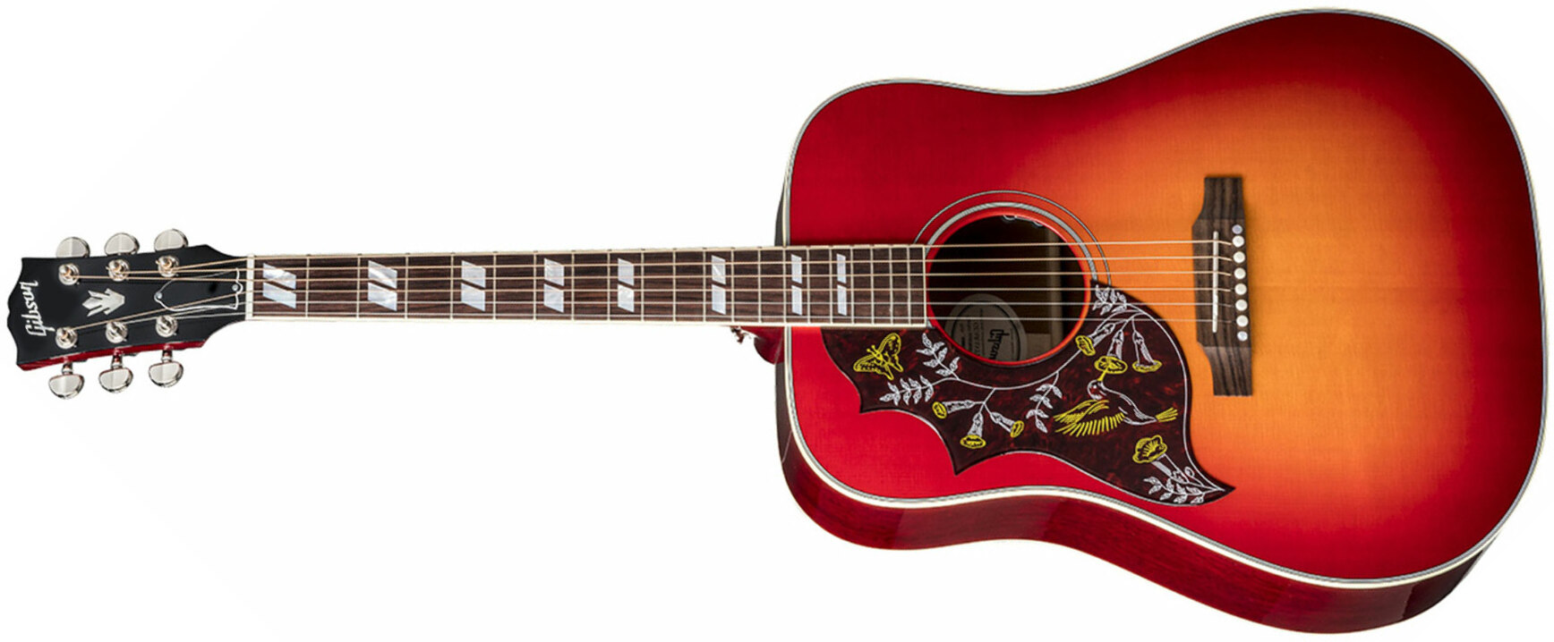 Gibson Hummingbird 2019 Lh Gaucher Dreadnought Epicea Acajou Rw - Vintage Cherry Sunburst - Elektroakustische Gitarre - Main picture