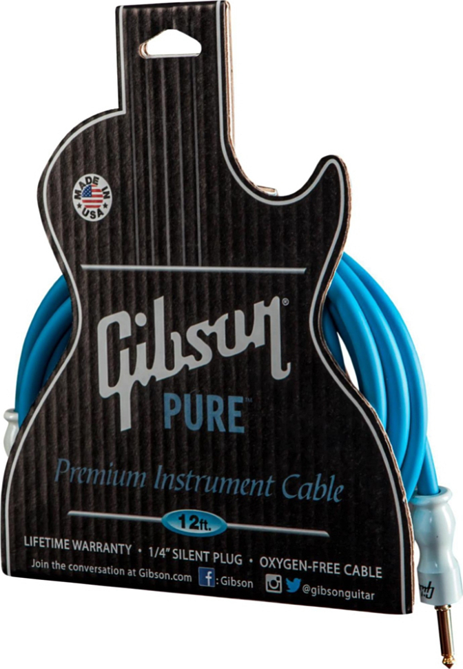 Gibson Instrument Pure Cable Jack Droit 12ft.3.66m Blue - - Kabel - Main picture