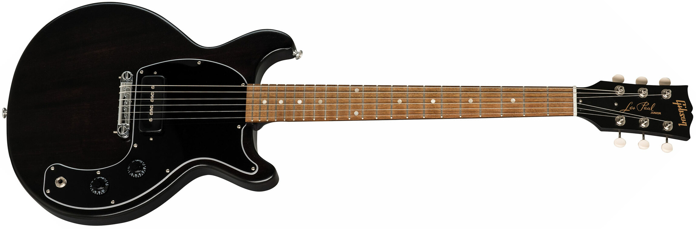 Gibson Les Paul Junior Dc Tribute 2019 P90 Ht Rw - Worn Ebony - Single-Cut-E-Gitarre - Main picture