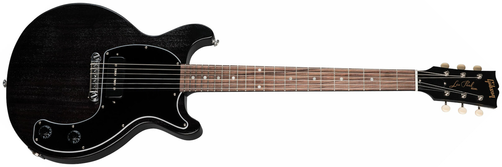 Gibson Les Paul Junior Tribute Dc Modern P90 - Worn Ebony - Double Cut E-Gitarre - Main picture