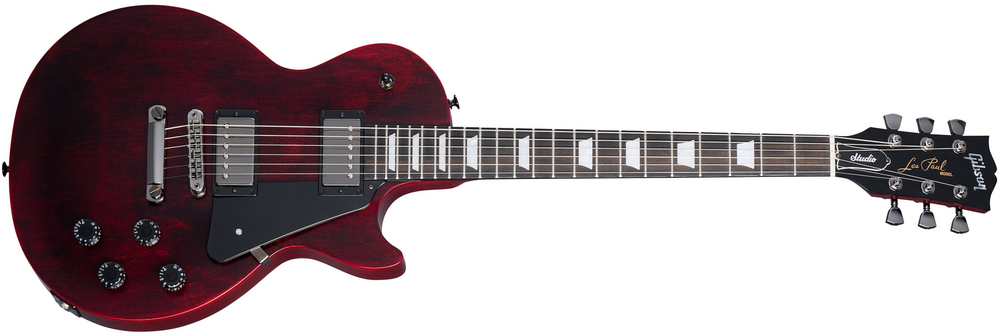 Gibson Les Paul Modern Studio Usa 2h Ht Eb - Wine Red Satin - Single-Cut-E-Gitarre - Main picture