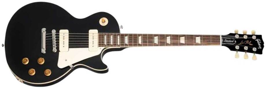 Gibson Les Paul Standard 50s P90 Original Ltd 2p90 Ht Rw - Ebony - Single-Cut-E-Gitarre - Main picture