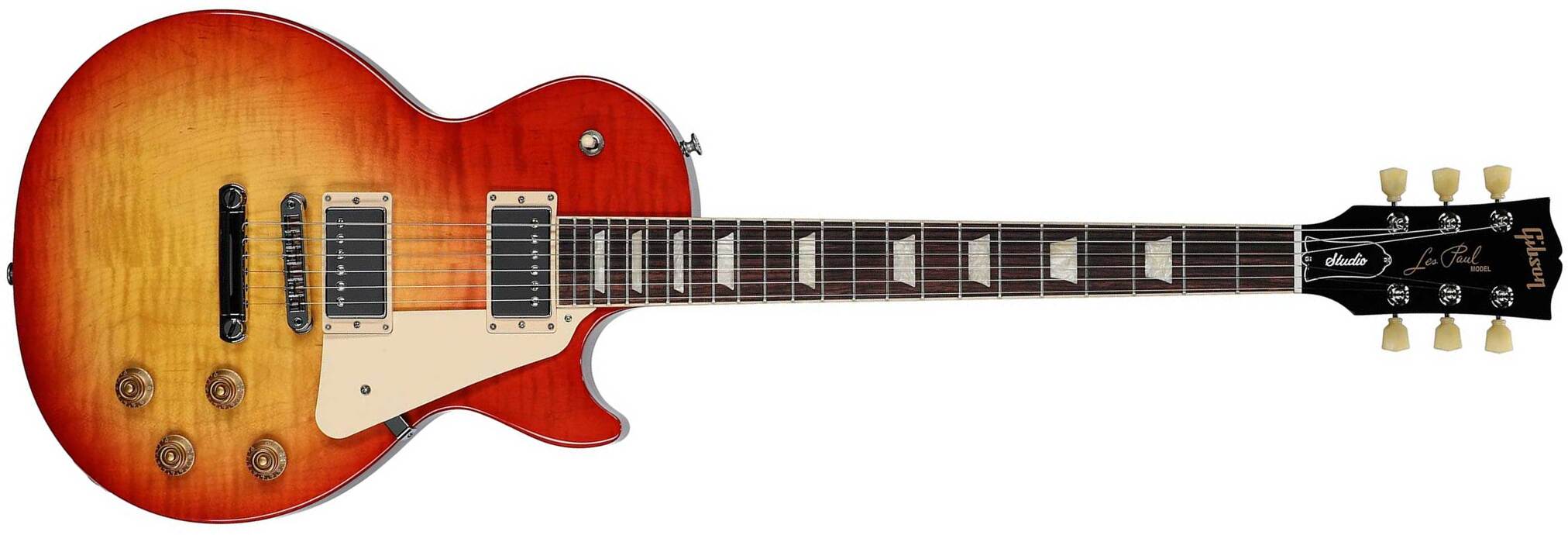 Gibson Les Paul Studio Figured 2h Burstbucker Pro Ht Rw - Washed Cherry Sunburst - Single-Cut-E-Gitarre - Main picture