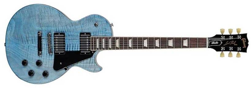 Gibson Les Paul Studio Figured Top Modern Usa 2h Ht Rw - Ocean Blue - Single-Cut-E-Gitarre - Main picture