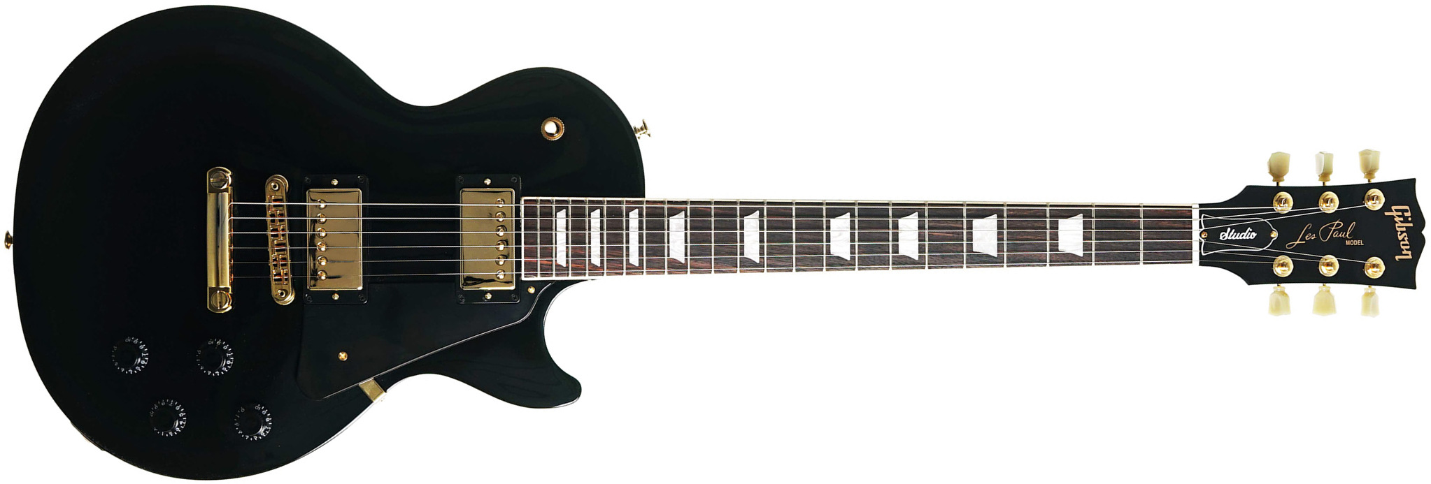 Gibson Les Paul Studio Gh Modern 2h Burstbucker Pro Ht Rw - Ebony - Single-Cut-E-Gitarre - Main picture