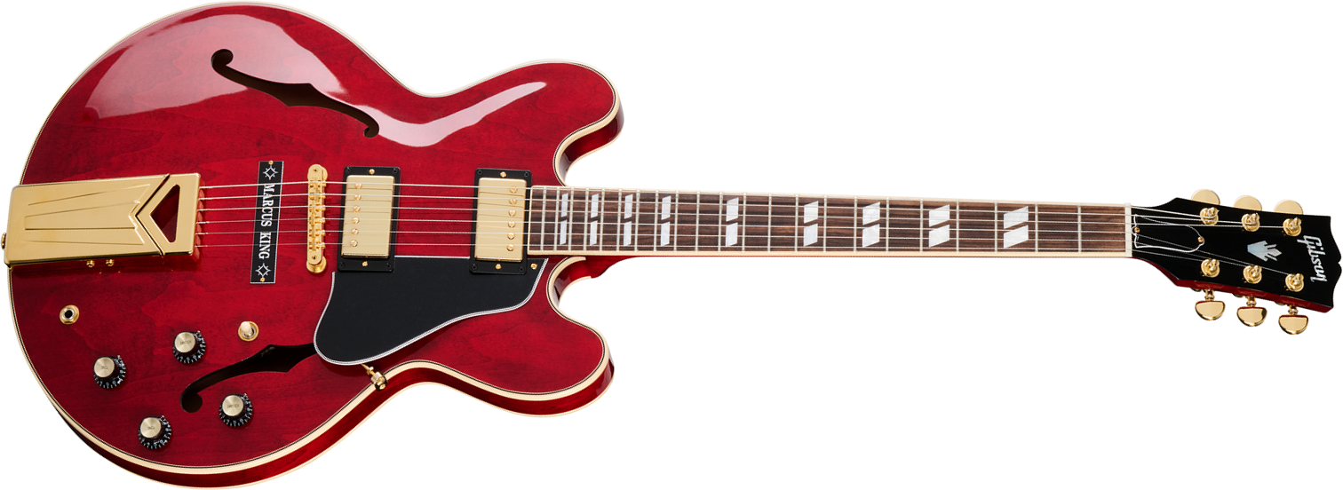 Gibson Marcus King Es345 Fixed Vibrola 2h Trem Rw - Sixties Cherry - Semi-Hollow E-Gitarre - Main picture