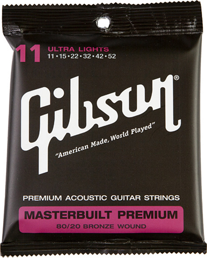 Gibson Jeu De 6 Cordes Masterbuilt Premium 80/20 Brass Acoustic Sag-brs11 011.052 - Westerngitarre Saiten - Main picture