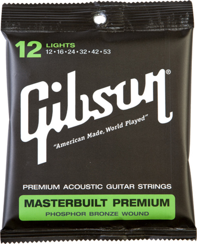 Gibson Jeu De 6 Cordes Masterbuilt Premium Phosphor Bronze Guitar Sag-mb12 012.053 - Westerngitarre Saiten - Main picture