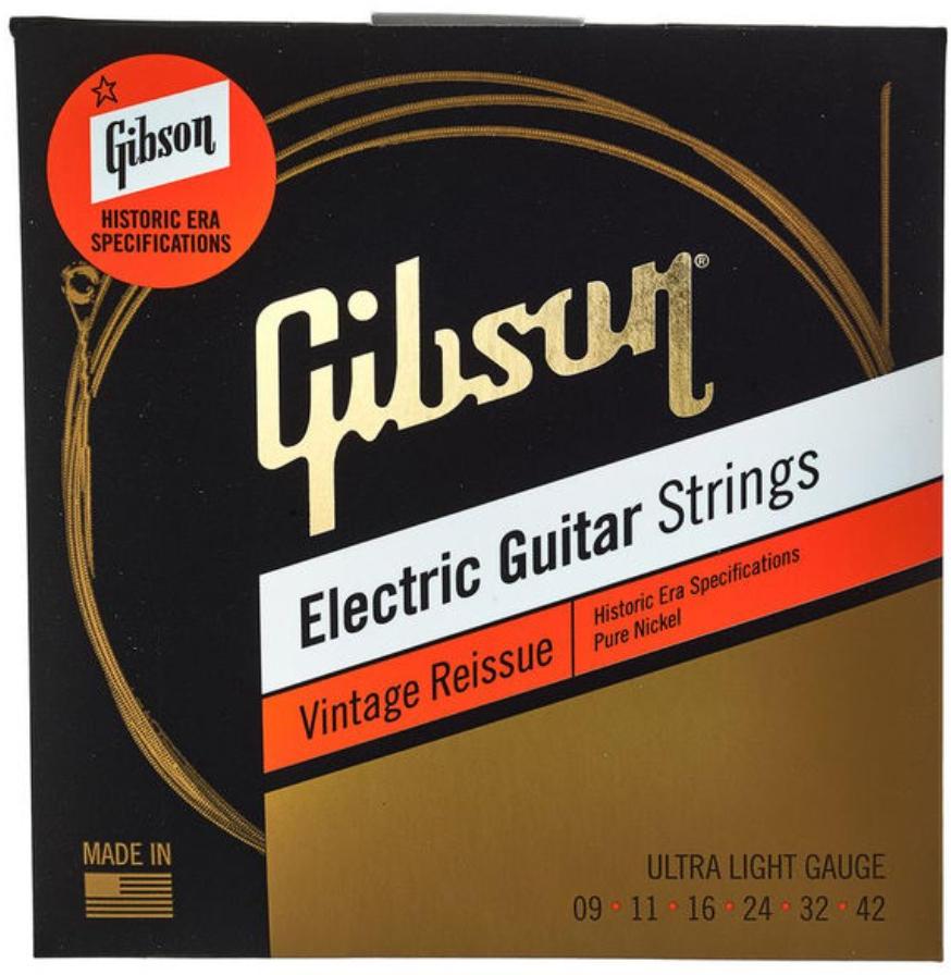 E-gitarren saiten Gibson SEG-HVR9 Electric Guitar 6-String Set Vintage Reissue Pure Nickel 9-42 - Saitensätze 