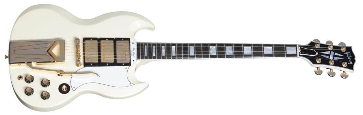 Gibson Sg Les Paul Custom 1961 60th Anniversary 3h Trem Eb - Vos Aged Polaris White - Double Cut E-Gitarre - Main picture