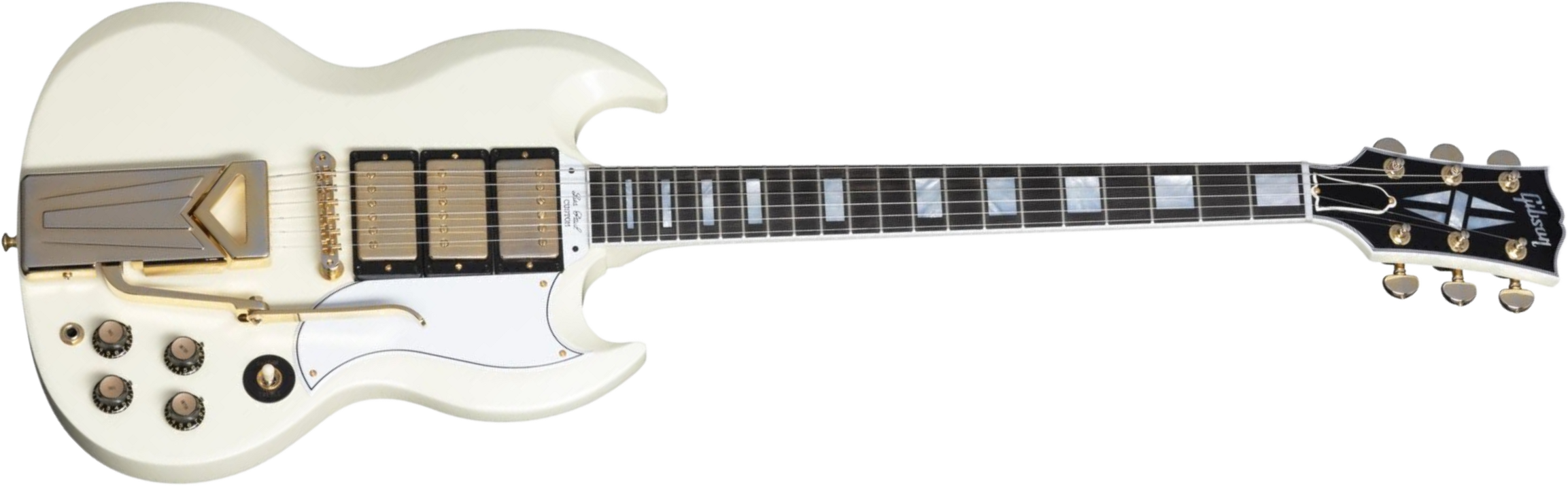 Gibson Sg Les Paul Custom 1961 60th Anniversary 3h Trem Eb - Vos Aged Polaris White - Double Cut E-Gitarre - Main picture