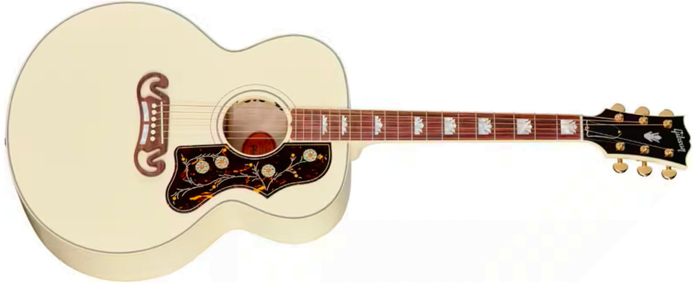Gibson Sj200 Standard Modern Jumbo Epicea Erable Rw - Classic White - Folk-Gitarre - Main picture