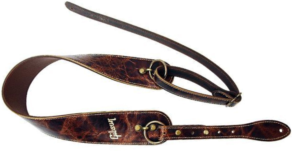 Gibson The Vintage Saddle Guitar Strap Cuir 2.5inc Brown - Gitarrengurt - Main picture