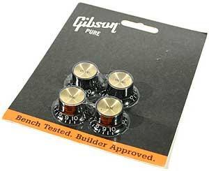 Knöpfe Gibson Top Hat Knobs With Inserts 4-Pack - Black w/ Gold Inserts