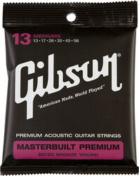 Westerngitarre saiten Gibson Masterbuilt 80/20 Brass Acoustic SAG-BRS13 13-56 - Saitensätze 