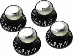 Knöpfe Gibson Top Hat Knobs With Inserts 4-Pack - Black w/ Silver Inserts