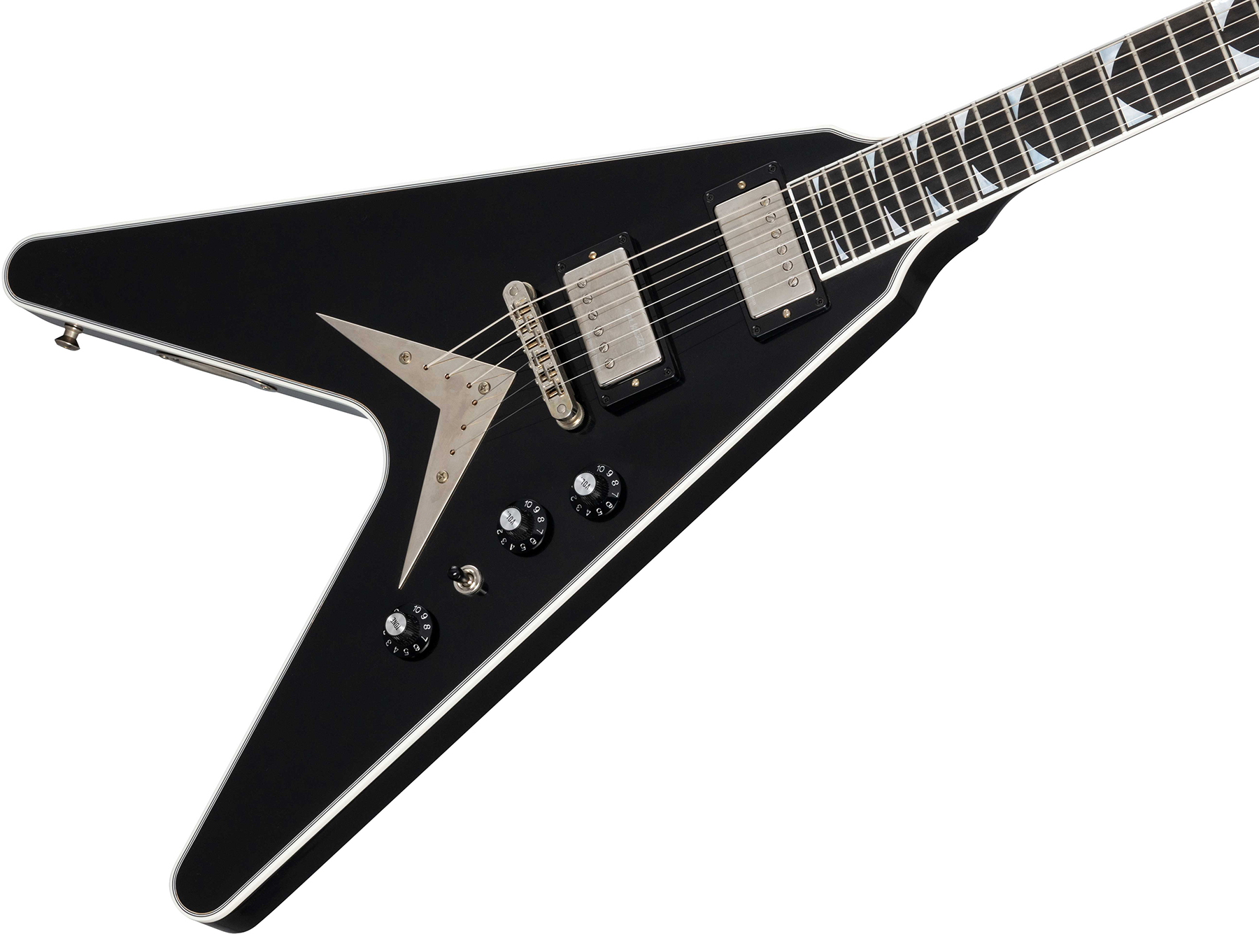 Gibson Custom Shop Dave Mustaine Flying V Exp Ltd Signature 2h Ht Eb - Vos Ebony - E-Gitarre aus Metall - Variation 3