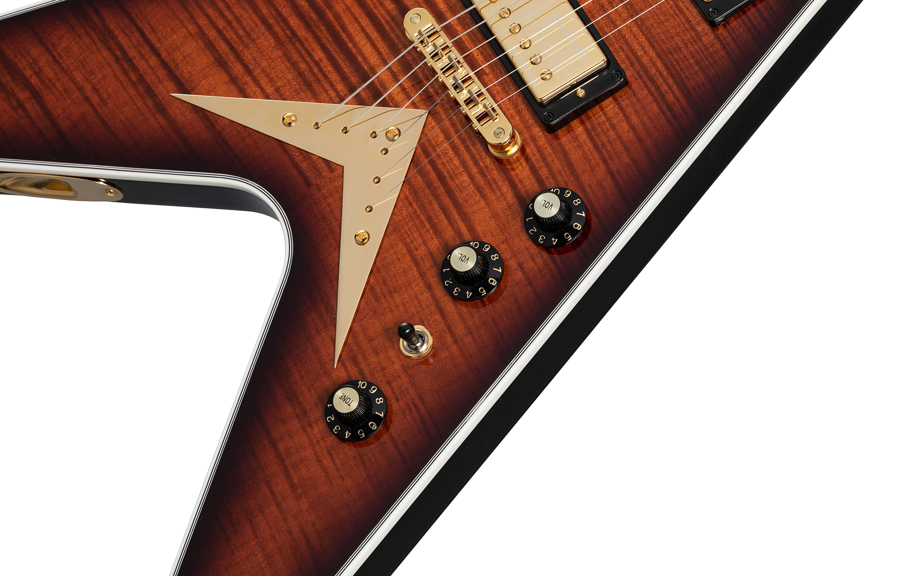Gibson Custom Shop Dave Mustaine Flying V Exp Ltd Signature 2h Ht Eb - Red Amber Burst - E-Gitarre aus Metall - Variation 4