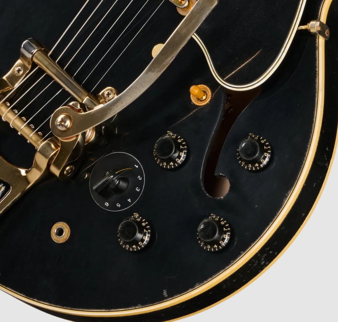 Gibson Custom Shop Es345 Reissue 1959 Bigsby 2h Trem Eb - Murphy Lab Heavy Aged Ebony - Semi-Hollow E-Gitarre - Variation 3